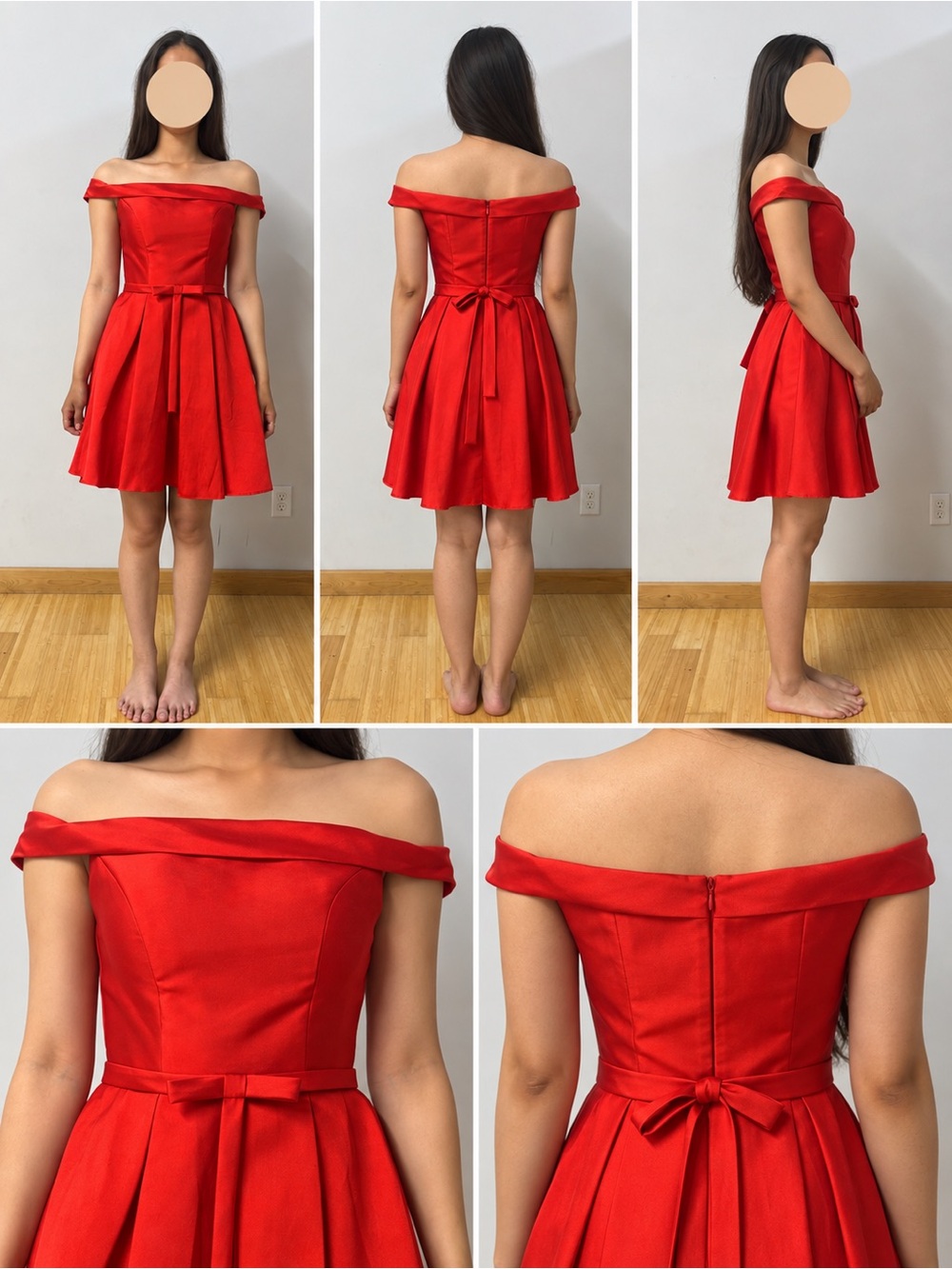Angel Red Off-Shoulder Fit-and-Flare Dress